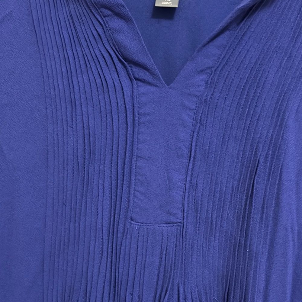 Old Navy Blue 3/4 Sleeve Pleated Dress - Picture 3 of 5
